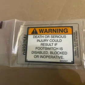 3m 3252347 Oem Jlg Foot Switch Warning Decal Thick Sticker Brand New 3.75 Inch X 3