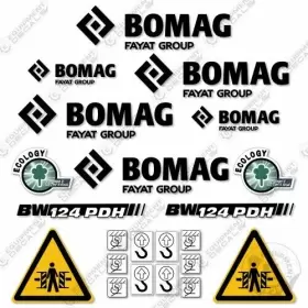 Aftermarket 124pdh Fits Bomag Bw124pdh Decal Kit Soil Compactor Roller - 7 Year Outdoor 3m Vinyl
