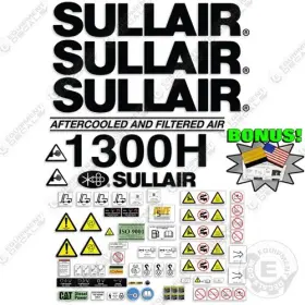 Aftermarket 1300h Fits Sullair Tier 3 Decal Kit Air Compressor - 7yr Outdoor 3m Vinyl Bonus