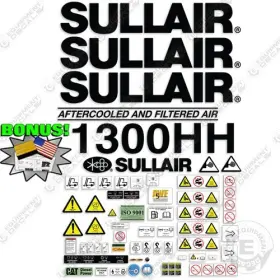 Aftermarket 1300hh Fits Sullair Tier 3 Decal Kit Air Compressor - 7 Year Outdoor 3m Vinyl