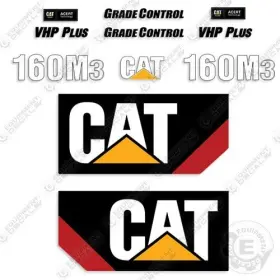 Aftermarket 160m3 Fits Caterpillar Motor Grader Decal Kit - 7 Year Outdoor 3m Vinyl