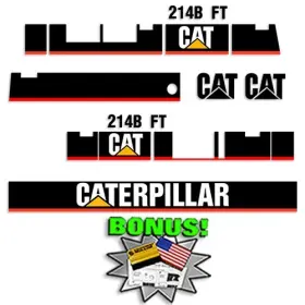 Aftermarket 214b Caterpillar Ft Decal Kit Excavator - 7 Year 3m Vinyl Decalsbonus Bonus