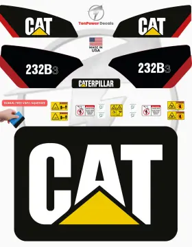 Aftermarket 232b3 Fits Caterpillar Skid Steer Decal Kit With Safety Decals - Free Shipping