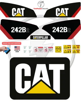 Aftermarket 242b2 Fits Caterpillar Skid Steer Decal Kit With Safety Decals - Free Shipping