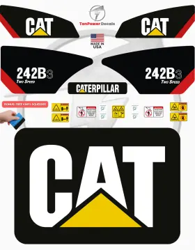Aftermarket 242b3 Fits Caterpillar Two Speed Skid Steer Decal Kit With Safety Decals