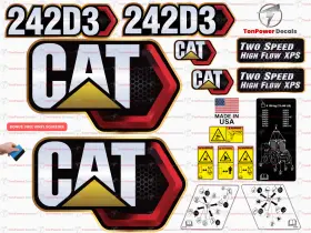 Aftermarket 242d3 Fits Caterpillar Skid Steer Decal Kit With Safety Decals - Free Shipping