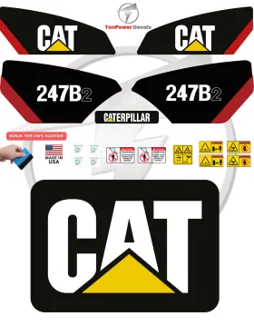 Aftermarket 247b2 Fits Caterpillar Skid Steer Decal Kit With Safety Decals - Free Shipping