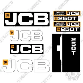 Aftermarket 250t Fits Jcb Decal Kit Skid Steer Replacement Stickers - 7 Year 3m Vinyl