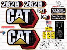 Aftermarket 262b3 Fits Caterpillar 262b Skid Steer Decal Kit With Safety Decals - Free Shipping