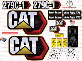 Aftermarket 279c-1 Fits Caterpillar Skid Steer Decal Kit With Safety Decals - Free Shipping