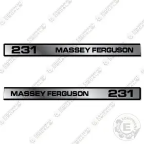 Aftermarket 281xe Fits Massey Ferguson Tractor Hood Decals Set Of 2 - Metallic Silver