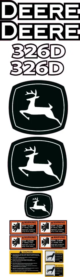 Aftermarket 326d Fits John Deere Decal Kit Skid Steer 3m Vinyl / Free Shipping
