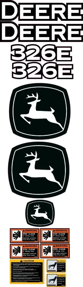Aftermarket 326e Fits John Deere Decal Kit Skid Steer 3m Vinyl / Free Shipping