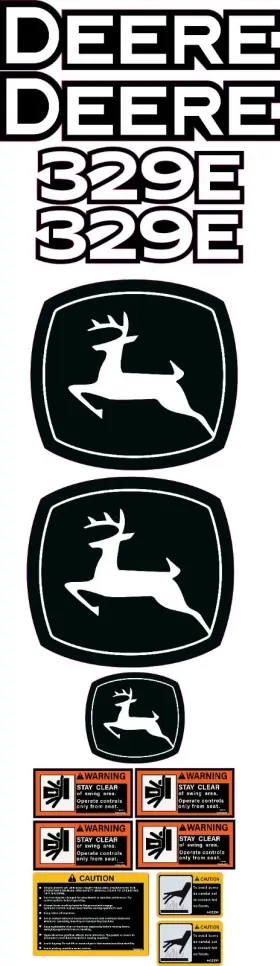 Aftermarket 329e Fits John Deere Decal Kit Skid Steer / Safety 3m Vinyl Free Shipping