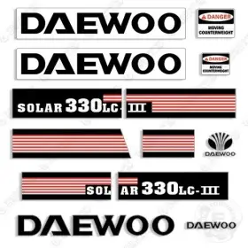 Aftermarket 330lc Fits Daewoo Solar Iii Decal Kit Excavator - 7 Year Outdoor 3m Vinyl