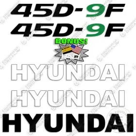 Aftermarket 45d-9f Hyundai Decal Kit Forklift 45 D - 7 Year Outdoor 3m Vinyl Decals Bonus