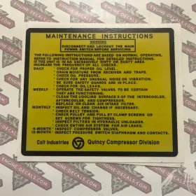 Aftermarket 4ab-11 Quincy Air Compressor Colt Industries Maintenance Instructions 5 Inch 1 Decal
