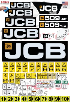 Aftermarket 509-42 Fits Jcb T4i Iiib Decal Kit-telescopic Forklift 3m Vinyl/free Shipping