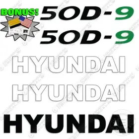 Aftermarket 50d-9 Hyundai Decal Kit Forklift - 7 Year Outdoor 3m Vinyl Decals Bonus