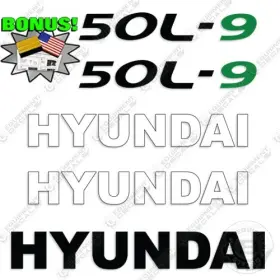 Aftermarket 50l-9 Hyundai Decal Kit Forklift - 7 Year Outdoor 3m Vinyl Decals Bonus