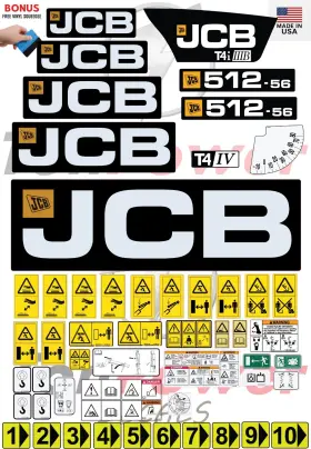 Aftermarket 512-56 Fits Jcb T4i Iiib Decal Kit-telescopic Forklift 3m Vinyl/free Shipping