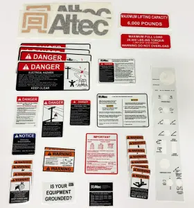 Aftermarket At40c Altec Bucket Truck Decals New/old Stock Labels