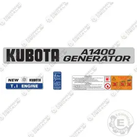 Aftermarket B1410 Fits Kubota A1400 Decal Kit Generator Decals - 7 Year Outdoor 3m Vinyl