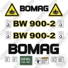 Aftermarket Bw900-2 Fits Bomag Decal Kit Smooth Drum Roller- 7 Year Outdoor 3m Vinyl