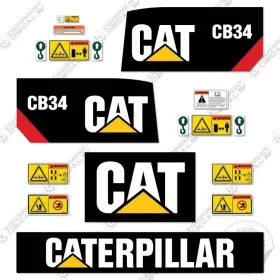Aftermarket Cb34 Fits Caterpillar Decal Kit Utility Roller - 7 Year Outdoor 3m Vinyl