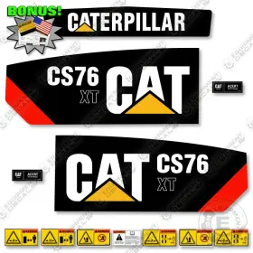 Aftermarket Cs76xt Fits Caterpillar Cs76 Xt Decal Kit Roller - 7 Year 3m Vinyl Bonus