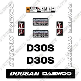 Aftermarket D30s-3 Fits Doosan Daewoo Decal Kit Forklift - 7 Year Outdoor 3m Vinyl