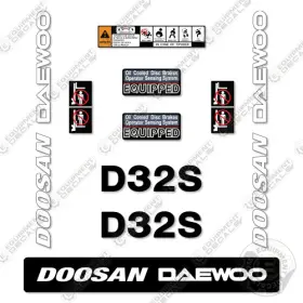 Aftermarket D32s-3 Fits Doosan Daewoo Decal Kit Forklift - 7 Year Outdoor 3m Vinyl