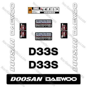Aftermarket D33s-3 Fits Doosan Daewoo Decal Kit Forklift - 7 Year Outdoor 3m Vinyl
