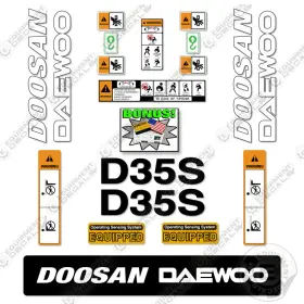 Aftermarket D35s-2 Fits Doosan Daewoo Decal Kit Forklift - 7 Year Outdoor 3m Vinyl
