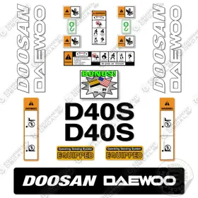 Aftermarket D40s-2 Fits Doosan Daewoo Decal Kit Forklift - 7 Year Outdoor 3m Vinyl