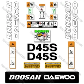 Aftermarket D45s-2 Fits Doosan Daewoo Decal Kit Forklift - 7 Year Outdoor 3m Vinyl