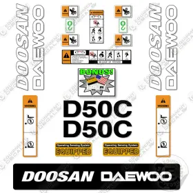Aftermarket D50c-2 Fits Doosan Daewoo Decal Kit Forklift - 7 Year Outdoor 3m Vinyl