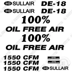 Aftermarket De-18 Fits Sullair Decal Kit Air Compressor - 7 Year Outdoor 3m Vinyl