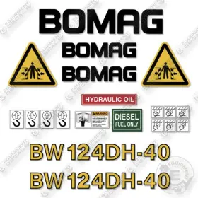 Aftermarket Dh-40 Fits Bomag Bw124 Decal Kit Smooth Drum Roller- 7 Yr Outdoor 3m Vinyl