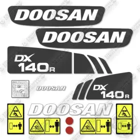 Aftermarket Dx140r-3 Fits Doosan Decal Kit Excavator - 7 Year Outdoor 3m Vinyl