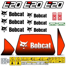 Aftermarket E20 Complete Decal Kit Fits Bobcat E20 Mini Excavator Wrap 7yr Vinyl Safety Bonus Stickers
