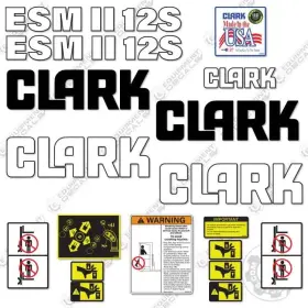 Aftermarket Esmii-12s Fits Clark Decal Kit Forklift - 7 Year Outdoor 3m Vinyl