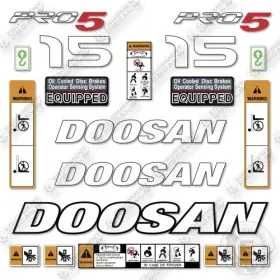 Aftermarket G15e-5 Fits Doosan Decal Kit Forklift - 7 Year Outdoor 3m Vinyl