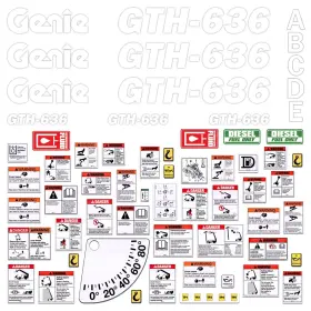 Aftermarket Genie Gth636 Decal Kit Fits Genie Gth-636 Telescopic Forklift Safety Stickers 7year Vinyl Usa