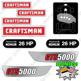 Aftermarket Gts5000 Fits Craftsman Decal Kit Mower - 7 Year Outdoor 3m Vinyl Bonus