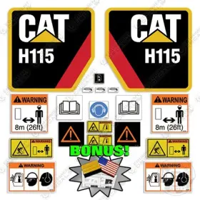 Aftermarket H115 Caterpillar Decal Kit Hammer - 7 Year Outdoor 3m Vinyl Decals Bonus