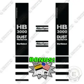 Aftermarket Hb3000 Fits Atlas Copco Decal Kit Hammer - Style 2 7 Year Outdoor 3m Vinyl