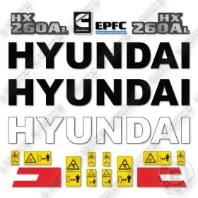 Aftermarket Hx260al Fits Hyundai Decal Kit Excavator- 7 Year Outdoor 3m Vinyl