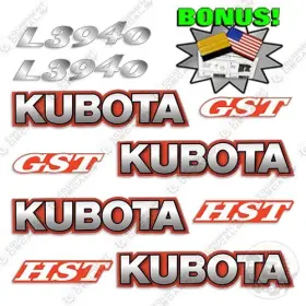 Aftermarket L3940 Kubota Decal Kit Tractor - 7yr 3m Outdoor Vinyl Decals Bonus