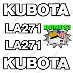 Aftermarket La271 Kubota Decal Kit Frontend Loader Attachment - 3m Vinyl Bonus